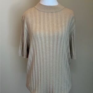 #418 NWT Abound Neutral Ribbed Short Sleeve Top in Light Tan